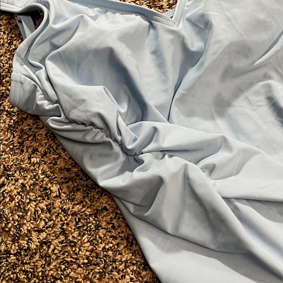 🆕 Lands' End Sky Blue Cinched V-Neck Tank Top Swim Top Size 10 | NWT - Picture 3 of 6